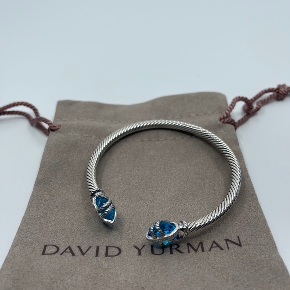 David Yurman Blue Topaz Cable Wrap Bangle - Picture 7 of 9